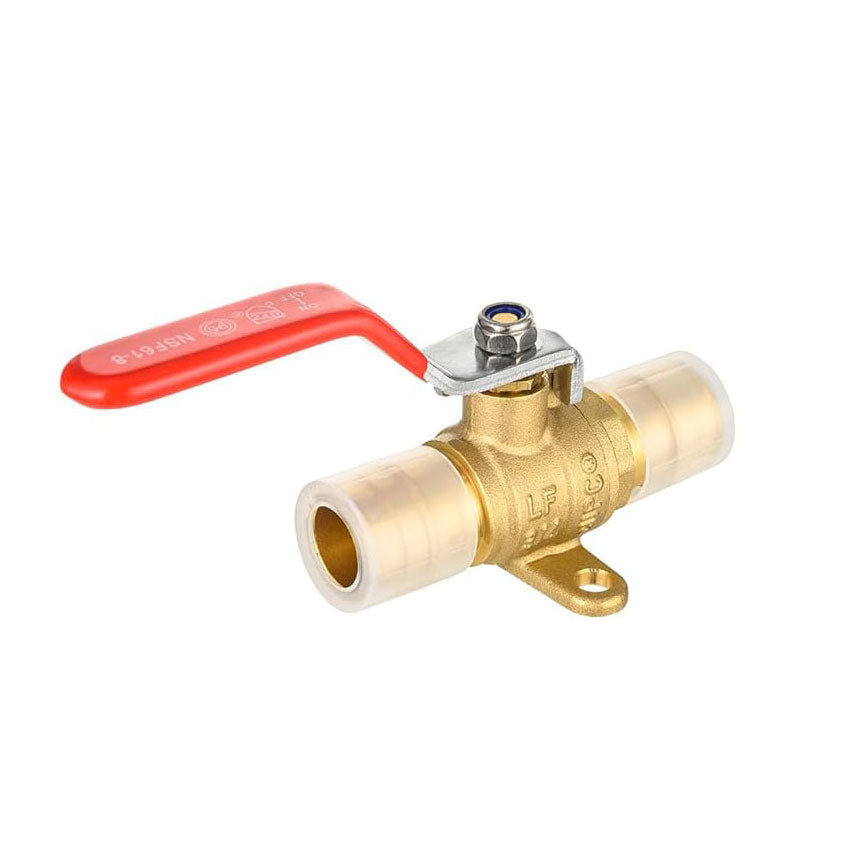 10 Pcs 1/2" PEX Expansion Drop Ear Ball Valve, Red (Lead Free)