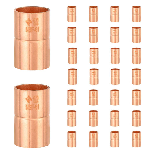 30 Pcs 1/2" Copper Coupling With Rolled Stop at Wholesale Price