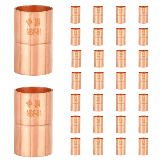 30 Pcs 2" Copper Coupling, No Stop at Wholesale Price