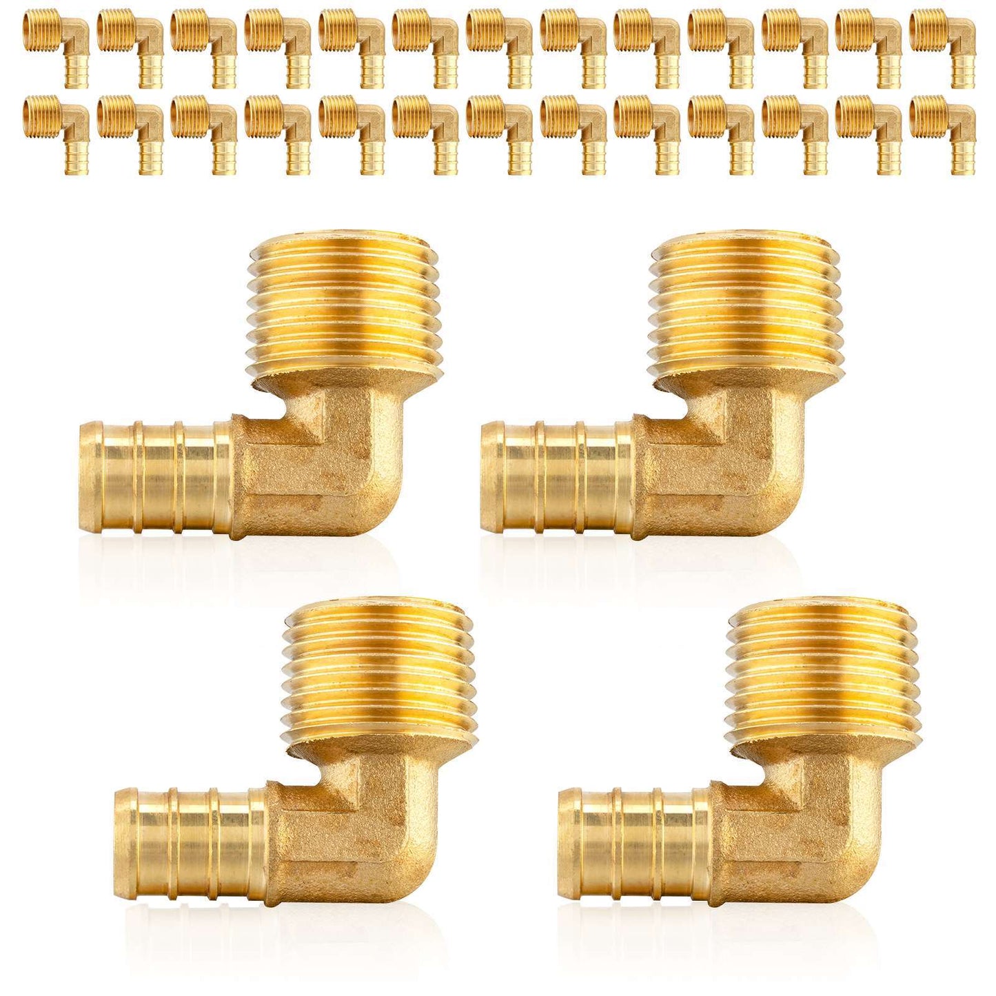 30 Pcs PEX-B Crimp 3/4" PEX x 1/2" Male Threaded Elbow (Lead Free)