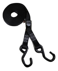 1" x 20 ft Heavy Duty Cam Buckle Tie Down Strap w/ Vinyl S Hooks | C120VS-BK RatchetStrap.Com
