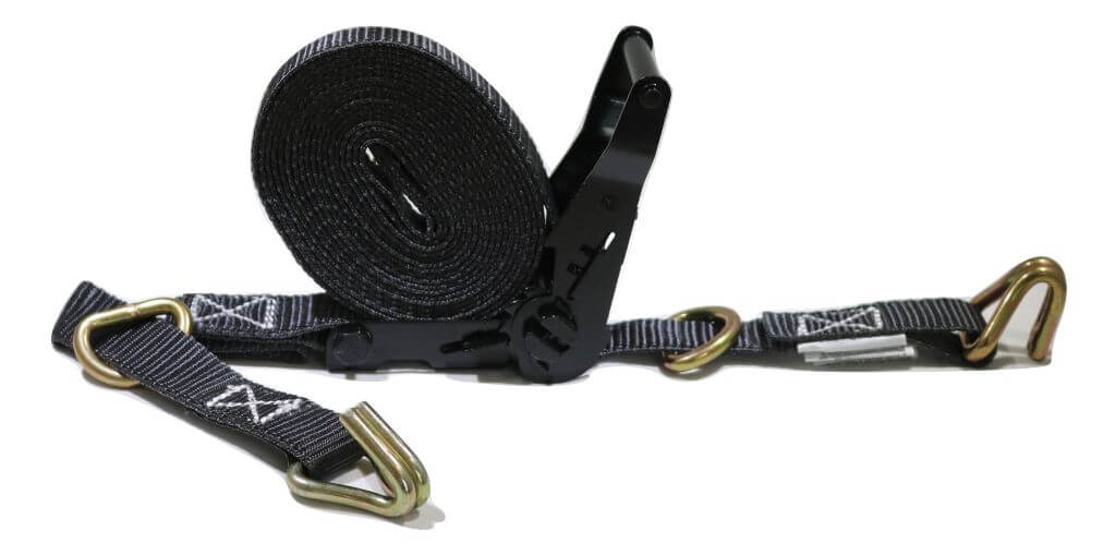 1" x 20 ft. Ratchet Strap with Wire Hooks & D-Rings | 4 PACK