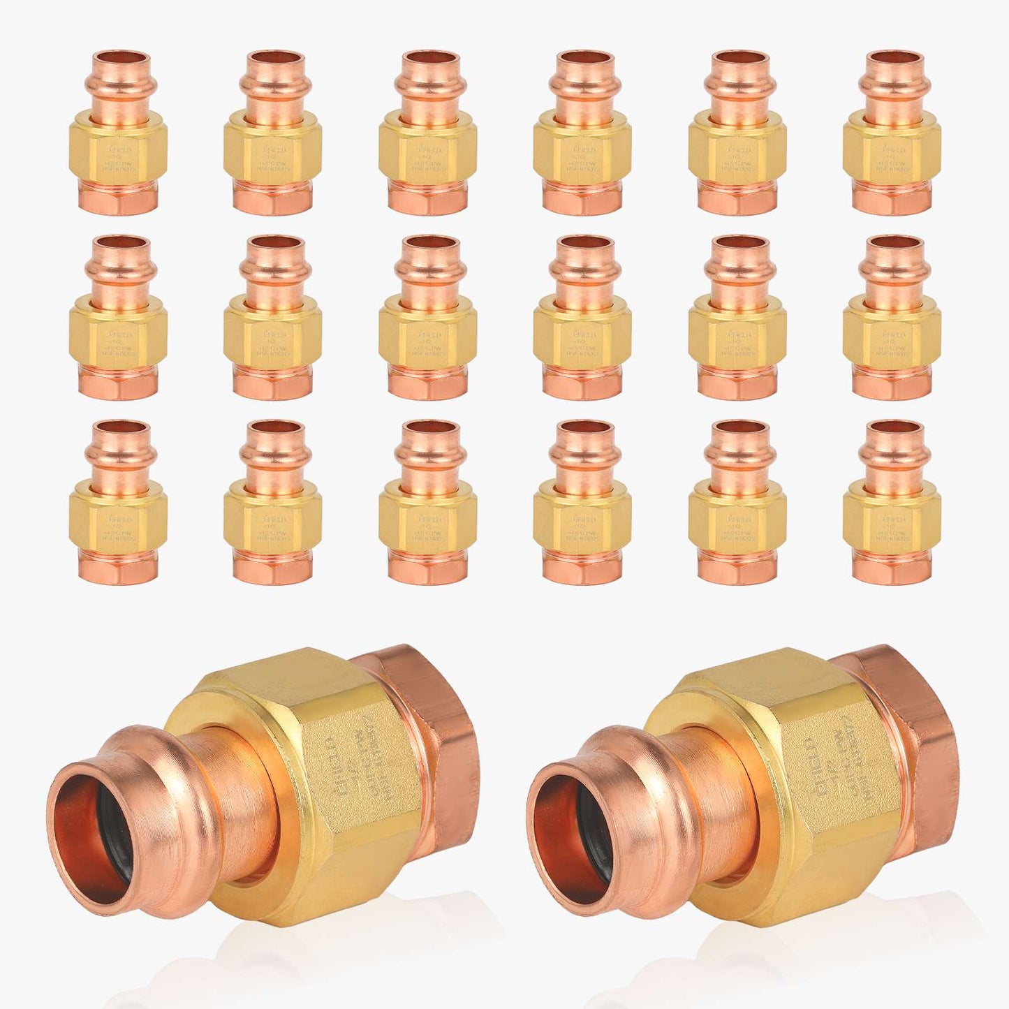 30 Pcs 1/2" Press Copper Union x FPT (Female NPT Threaded) (Lead Free)