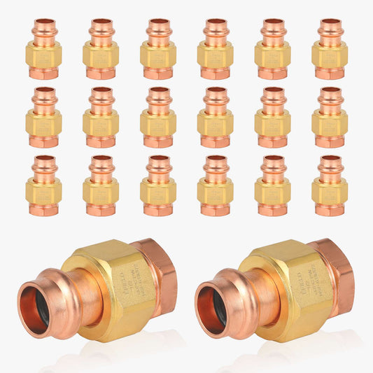 30 Pcs 1" Press Copper Union x FPT (Female NPT Threaded) (Lead Free)