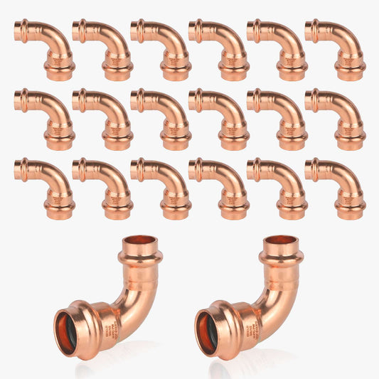 30 Pcs 1" x 3/4" Press Copper 90° Elbow (Lead Free)