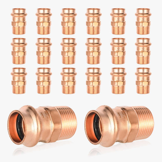 30 Pcs 1/2" Press Copper x 1/2" Male Threaded Copper Adapter (Lead Free)