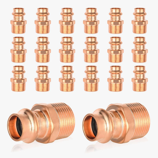 30 Pcs 3/4" FTG Press Copper x Male Threaded Street Adapter (Lead Free)