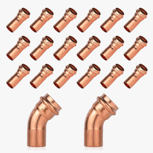 30 Pcs 3/4" 45° Press Copper Street Elbow (Lead Free)
