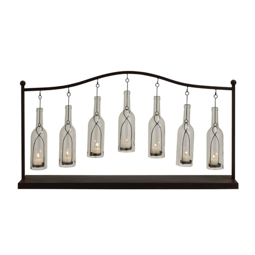 DecMode 7 Holder Black Metal Hanging Bottle Decorative Candle Lantern EasyOptionXY LLC