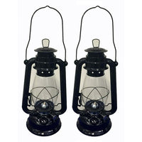 Lot of 2 - 12 Inch Black Hurricane Kerosene Lantern Light Table Decorative Lamp EasyOptionXY LLC