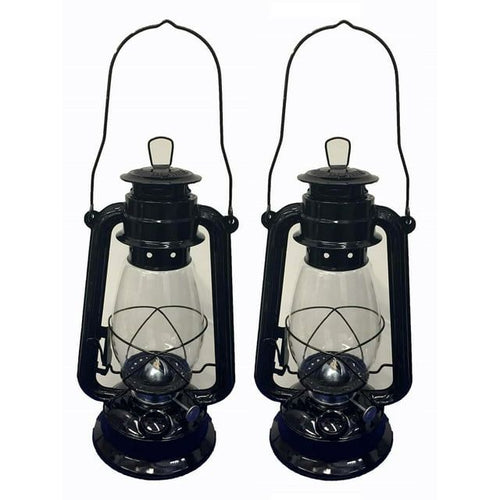 Lot of 2 - 12 Inch Black Hurricane Kerosene Lantern Light Table Decorative Lamp EasyOptionXY LLC