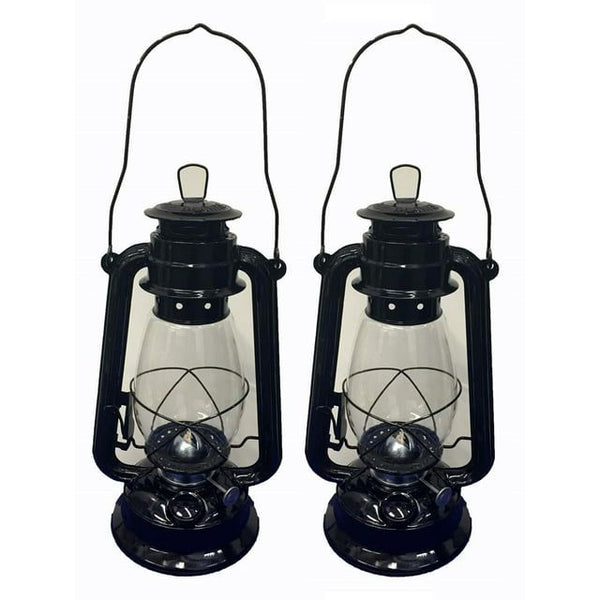 Lot of 2 - 12 Inch Black Hurricane Kerosene Lantern Light Table Decorative Lamp EasyOptionXY LLC