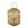 The Novogratz Brown Bamboo Handmade Decorative Candle Lantern with Handle EasyOptionXY LLC