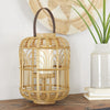 The Novogratz Brown Bamboo Handmade Decorative Candle Lantern with Handle EasyOptionXY LLC