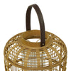 The Novogratz Brown Bamboo Handmade Decorative Candle Lantern with Handle EasyOptionXY LLC