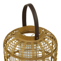 The Novogratz Brown Bamboo Handmade Decorative Candle Lantern with Handle EasyOptionXY LLC