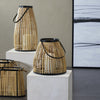 The Novogratz Brown Wicker Handmade Slatted Frame Decorative Candle Lantern with Handle EasyOptionXY LLC