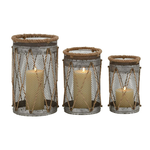DecMode 3 Holder Silver Metal Decorative Candle Lantern, Set of 3 EasyOptionXY LLC