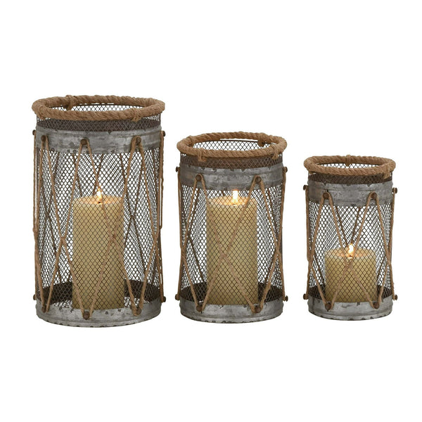 DecMode 3 Holder Silver Metal Decorative Candle Lantern, Set of 3 EasyOptionXY LLC