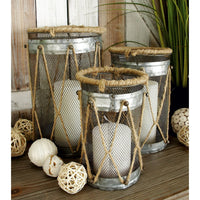 DecMode 3 Holder Silver Metal Decorative Candle Lantern, Set of 3 EasyOptionXY LLC