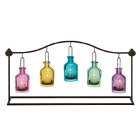 DecMode 5 Holder Multi Colored Metal Hanging Bottle Decorative Candle Lantern EasyOptionXY LLC