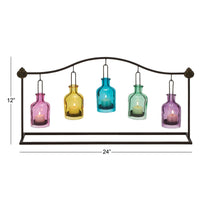 DecMode 5 Holder Multi Colored Metal Hanging Bottle Decorative Candle Lantern EasyOptionXY LLC