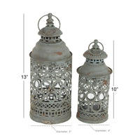 DecMode 2 Holder Black Metal Decorative Candle Lantern with Intricate Scroll Work, Set of 2 EasyOptionXY LLC