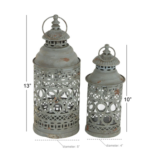 DecMode 2 Holder Black Metal Decorative Candle Lantern with Intricate Scroll Work, Set of 2 EasyOptionXY LLC