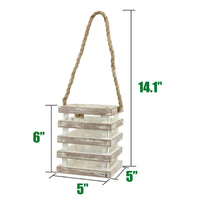 Stonebriar Indoor 6" Coastal Wood Candle Holder with Removable Glass Cylinder, Off-White EasyOptionXY LLC