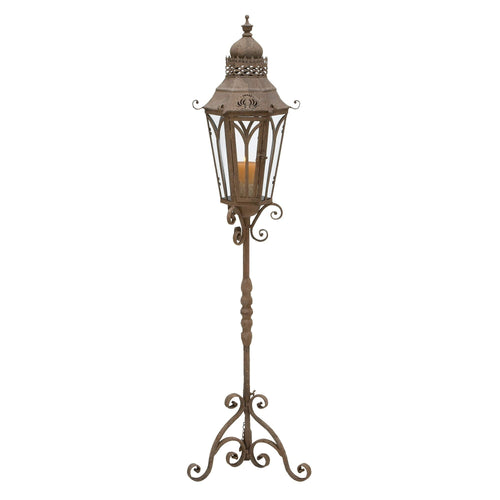 DecMode Brown Metal Tall Standing Decorative Candle Lantern EasyOptionXY LLC