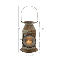 DecMode Gray Metal Decorative Candle Lantern with Handle EasyOptionXY LLC