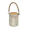 DecMode Silver Glass Handmade Decorative Candle Lantern with Rope Handle EasyOptionXY LLC