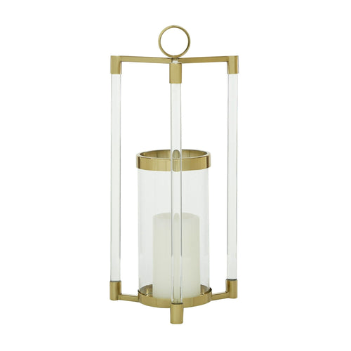 The Novogratz Gold Stainless Steel Decorative Candle Lantern with Acrylic Accents EasyOptionXY LLC