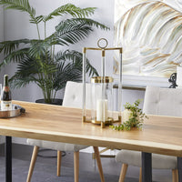 The Novogratz Gold Stainless Steel Decorative Candle Lantern with Acrylic Accents EasyOptionXY LLC