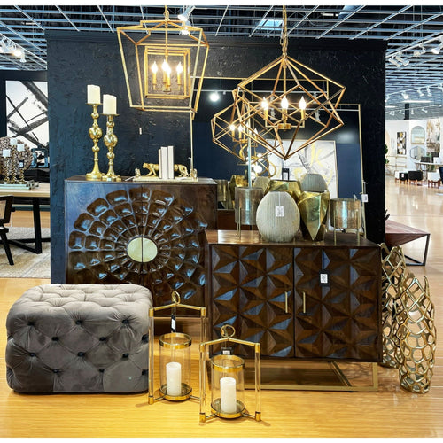 The Novogratz Gold Stainless Steel Decorative Candle Lantern with Acrylic Accents EasyOptionXY LLC