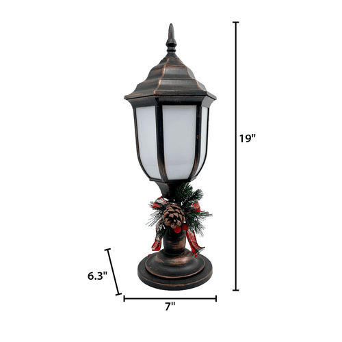 Gerson 18.7in H brushed bronze plastic lantern with fireglow LED and timer EasyOptionXY LLC