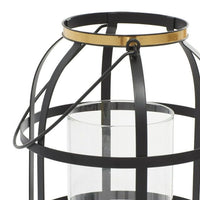 DecMode 2 Holder Black Metal Decorative Candle Lantern with Handle, Set of 2 EasyOptionXY LLC