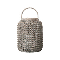 Creative Co-Op Medium Whitewashed Woven Water Hyacinth Lantern with Glass Insert & Handle EasyOptionXY LLC