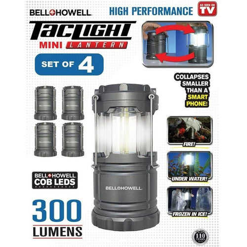 Bell + Howell Taclight LED Lantern with Automatic On/Off Function (Pull up OR push down), Collapsible As Seen On TV, 4 Pack EasyOptionXY LLC