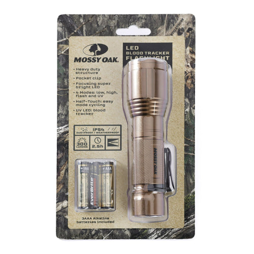 Mossy Oak Hunting LED Flashlight, UV Blood Tracker, IP54 Weatherproof, AAA Batteries Included EasyOptionXY LLC
