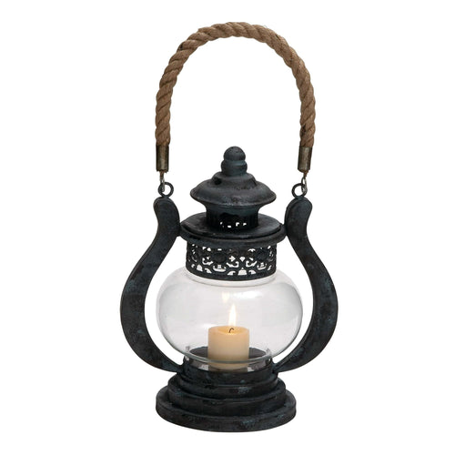 DecMode 8"W, 9"H Rustic Metal Lantern, Black, 1 - Piece EasyOptionXY LLC