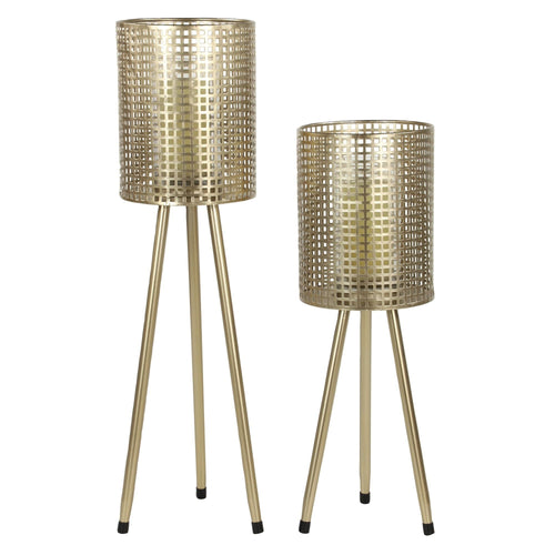 DecMode 2 Holder Gold Metal Standing Decorative Candle Lantern, Set of 2 EasyOptionXY LLC