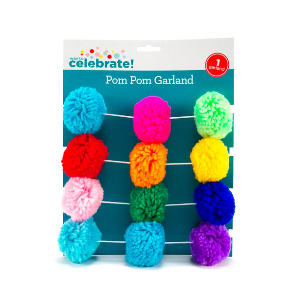 Multicolor Pom Pom Garland, Way to Celebrate, All Occasions EasyOptionXY LLC