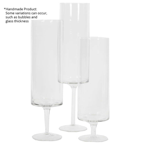 DIY Wedding Koyal Wholesale Pillar Candle Hurricane Pedestal Holders, Tall Glass Pedestal Candle Holders Centerpiece, Wedding Glass Stem Hurricanes Set of 3 (Clear, 3.7 x 11.8, 13.7, 15.7) EasyOptionXY LLC