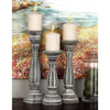 DecMode Traditional Gray Carved Wood Candle Holder with Whitewashed Finish, Set of 3 15", 13", 11"H EasyOptionXY LLC