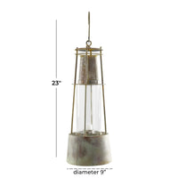DecMode 9"W, 23"H Metal Rustic Lantern, Brown, 1-Piece EasyOptionXY LLC