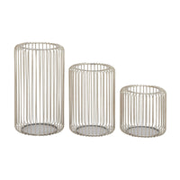 DecMode 3 Holder Silver Metal Cage Style Decorative Candle Lantern, Set of 3 EasyOptionXY LLC
