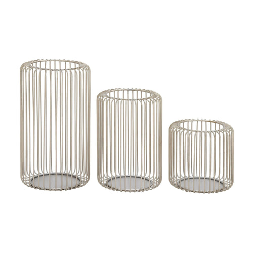 DecMode 3 Holder Silver Metal Cage Style Decorative Candle Lantern, Set of 3 EasyOptionXY LLC