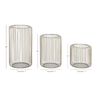 DecMode 3 Holder Silver Metal Cage Style Decorative Candle Lantern, Set of 3 EasyOptionXY LLC