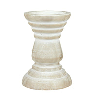 Stonebriar Tabletop 6" Coastal Wood Pillar Candle Holder, Off-White EasyOptionXY LLC